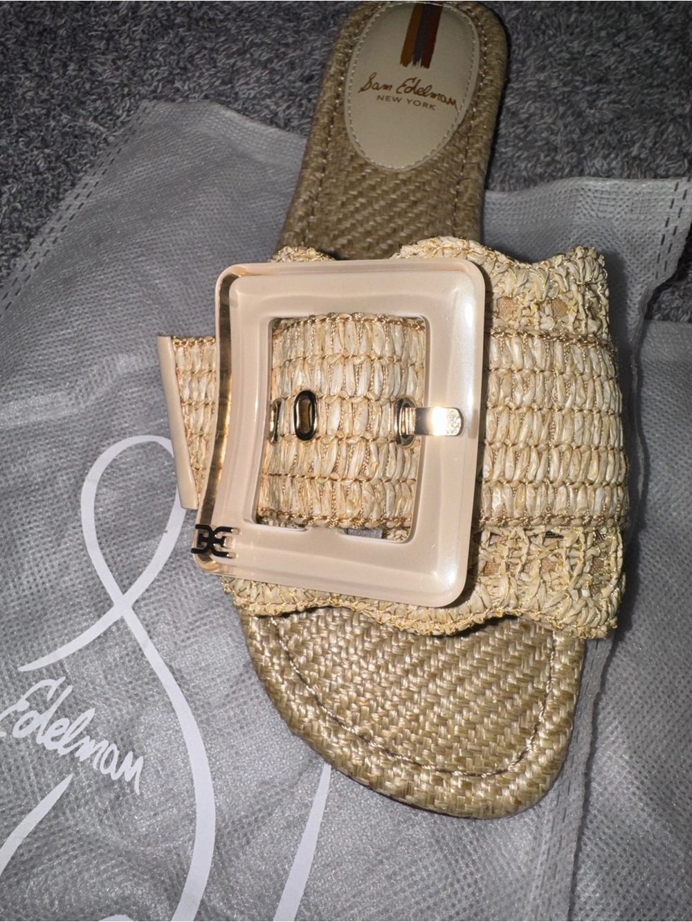 Sam Edelman Bambi Raffia Buckle Sandal in Natural size 8 - Picture 5 of 7